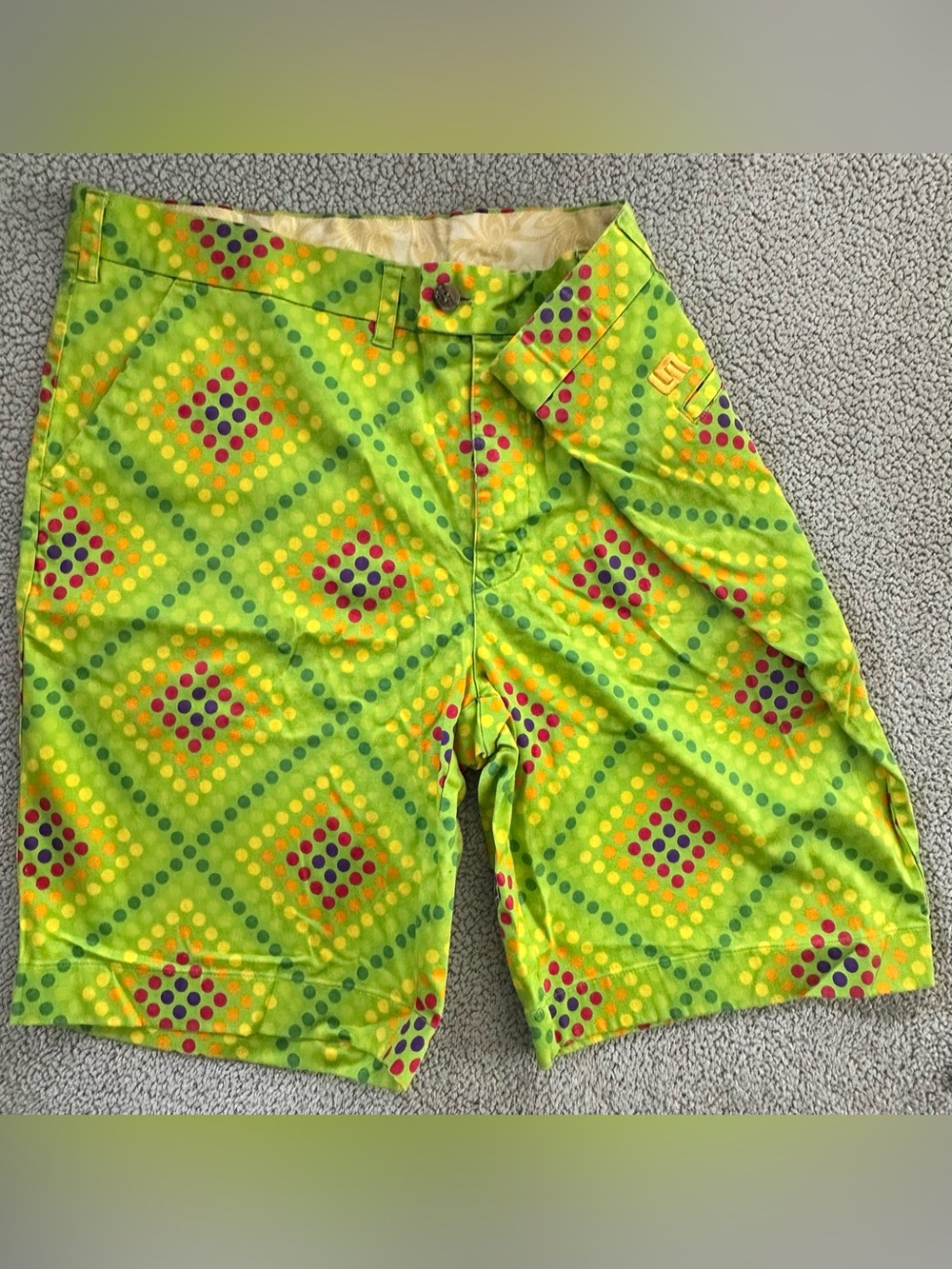 Men's Loudmouth Green Geometric Print Golf Shorts